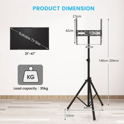 Výškově nastavitelný TV stojan na trojnožce, 21–47 palců, 35 kg