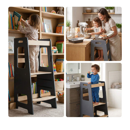 Height-Adjustable Toddler Learning Tower, MDF Wood
