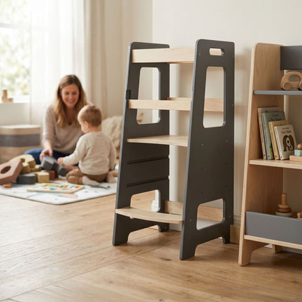 Height-Adjustable Toddler Learning Tower, MDF Wood