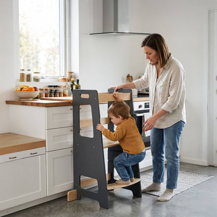 Height-Adjustable Toddler Learning Tower, MDF Wood