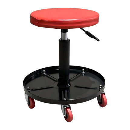 Height-Adjustable Workshop Stool with Tool Tray, 42–56 cm, Max 120 kg, Red