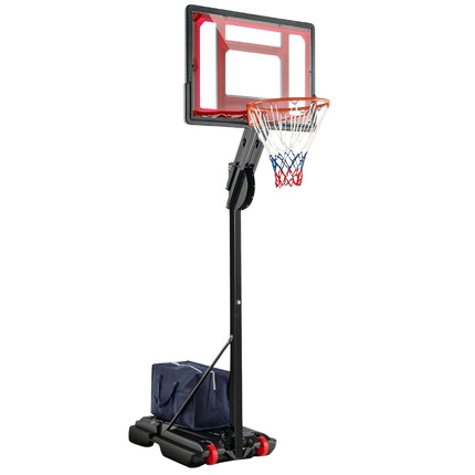 Höhenverstellbarer Basketballständer Basketballkorb mit Standfuß &amp; 2 Rollen 105-260 cm Schwarz