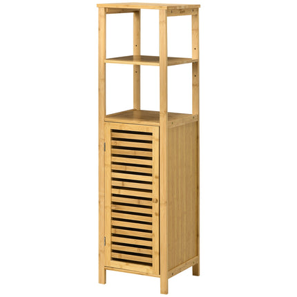 Höhenverstellbarer Badezimmerschrank aus Bambus, 33x30x120 cm