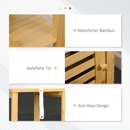 Höhenverstellbarer Badezimmerschrank aus Bambus, 33x30x120 cm