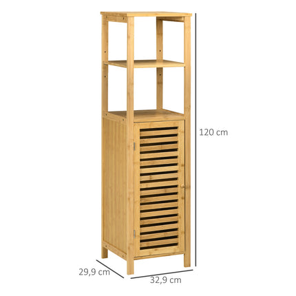 Höhenverstellbarer Badezimmerschrank aus Bambus, 33x30x120 cm