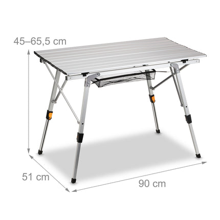 Height-adjustable folding aluminum table