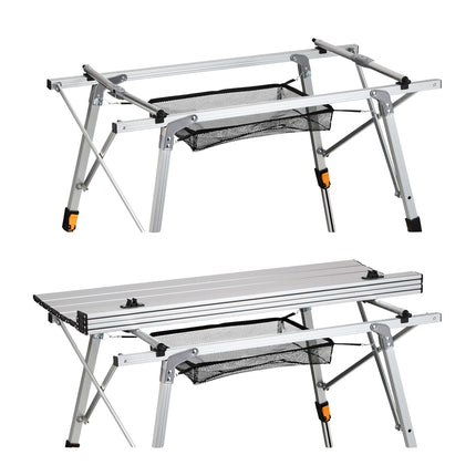 Height-adjustable folding aluminum table