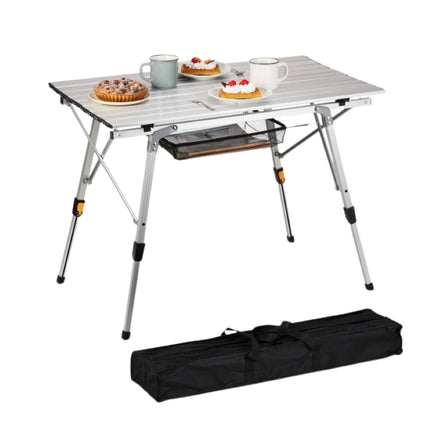 Height-adjustable folding aluminum table