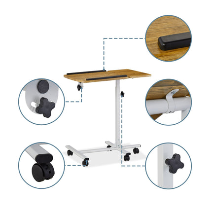 Height-adjustable laptop table with wheels