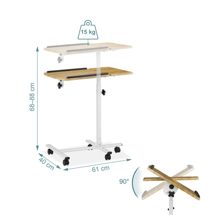 Height-adjustable laptop table with wheels