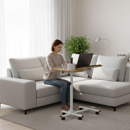 Height-adjustable laptop table with wheels