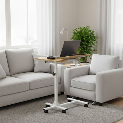 Height-adjustable laptop table with wheels