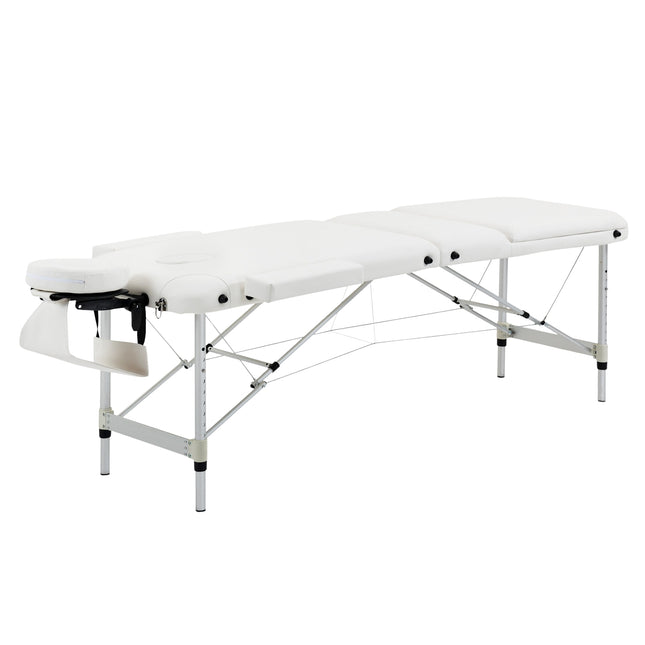 Höhenverstellbare Massageliege mit Kissen, weiß 215x60 cm
