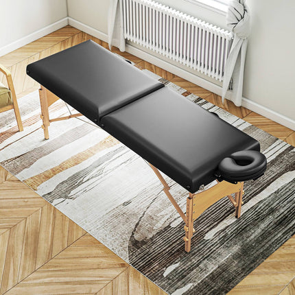Klappbare Massageliege, höhenverstellbar, Schwarz, Holzrahmen