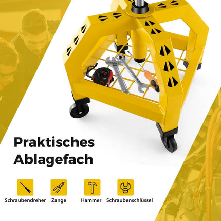 Tabouret d'atelier réglable en hauteur, capacité de charge de 150 kg, avec plateau à outils, chaise d'atelier jaune