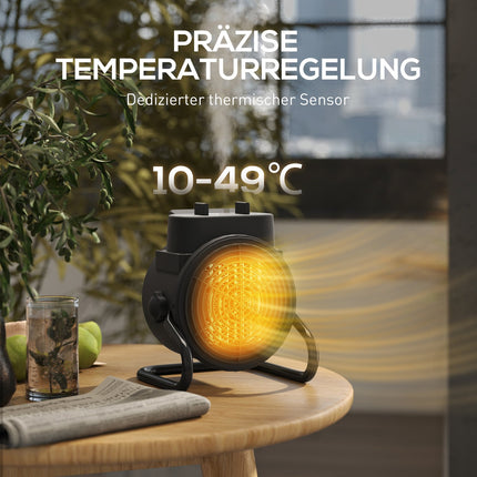 Teplovzdušný ventilátor, 3 režimy, termostat, ochrana proti přehřátí, černá