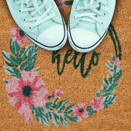 Hello coconut door mat