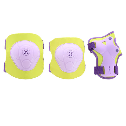 Helmet and Pads Set, Size M, Purple-Lime