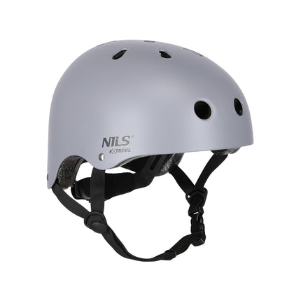 Helm mit Protektoren-Set, Grau, Größe M