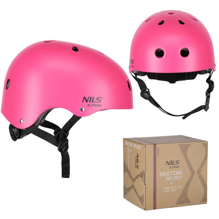 Helmet with Protectors Set, Pink, Size S
