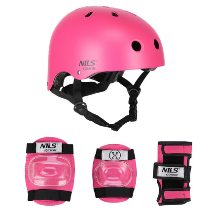 Helmet with Protectors Set, Pink, Size S