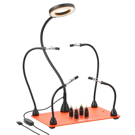 Helping Hands Soldering Station – 4 Arms, 3X LED Magnifier