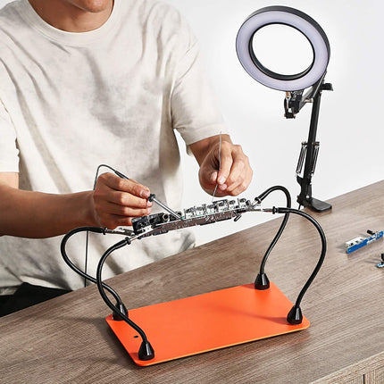 Helping Hands Soldering Station, 4 Arms, 3X LED Magnifier