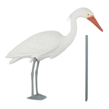 Heron Decoy for Pond Protection – White, Durable Plastic