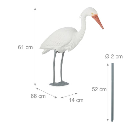 Heron Decoy for Pond Protection – White, Durable Plastic