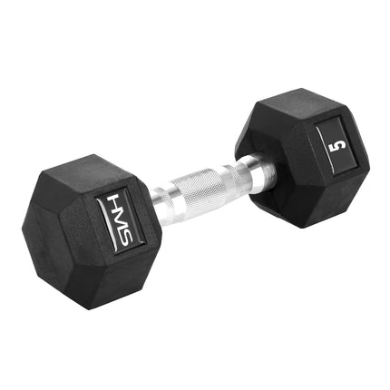 Hex-Hantel 5 kg, gummiert, gerändelter Griff