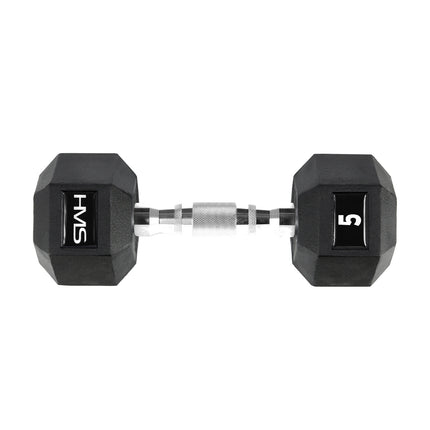 Hex-Hantel 5 kg, gummiert, gerändelter Griff