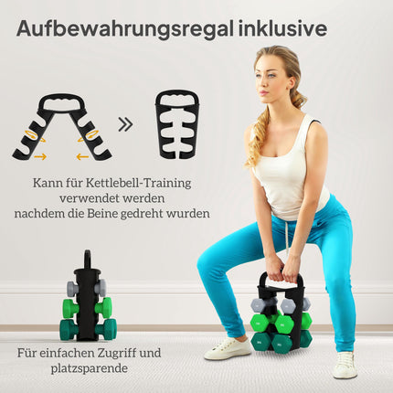 Sada hexagonálních činek se stojanem – páry 1kg, 2kg, 3kg