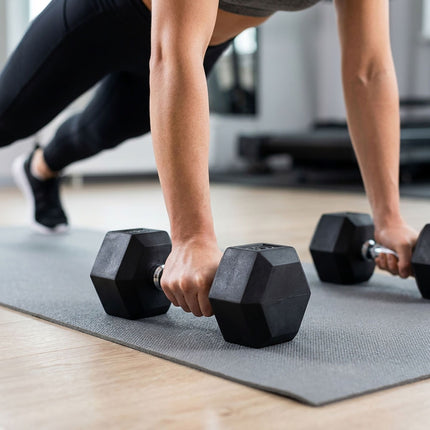 Hex Dumbbells 3 kg Pair, Rubber-Coated Cast Iron, Non-Slip Handles