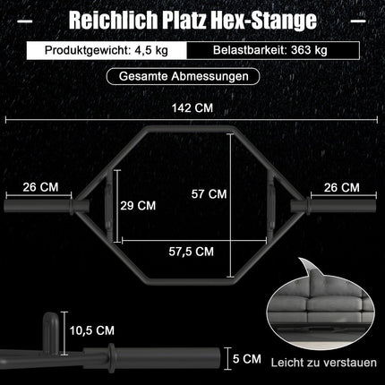 Hex Trap Bar with Foldable Handles, 800 lb Capacity