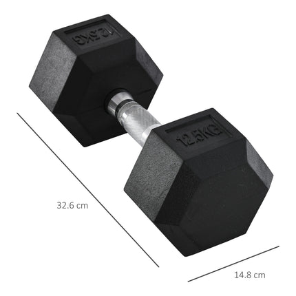 Hexagonální činka s vroubkovanou rukojetí – 12.5 kg, litina