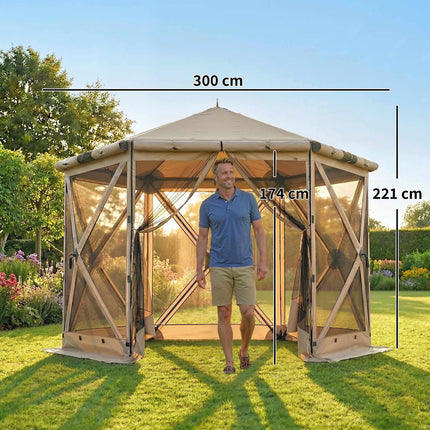 Sechseckiger Pavillon, 3x2,6m, Wasserdicht, UV-beständig
