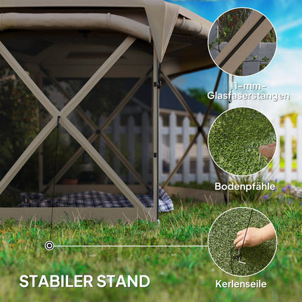 Hexagonales Pop-up-Pavillon 3,5x3m, UV30+ wasserdichtes Gartenzelt