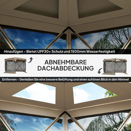 Hexagonales Pop-up-Pavillon 3,5x3m, UV30+ wasserdichtes Gartenzelt