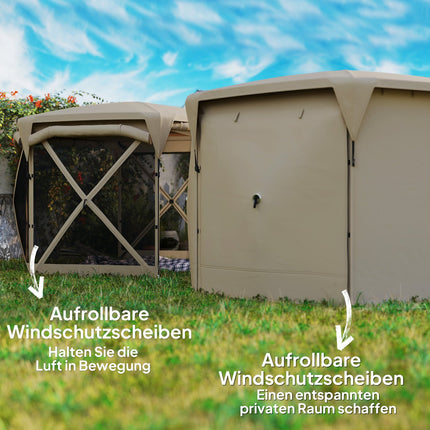 Hexagonales Pop-up-Pavillon 3,5x3m, UV30+ wasserdichtes Gartenzelt