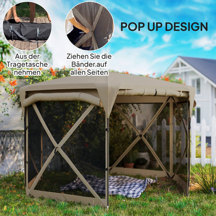 Hexagonales Pop-up-Pavillon 3,5x3m, UV30+ wasserdichtes Gartenzelt
