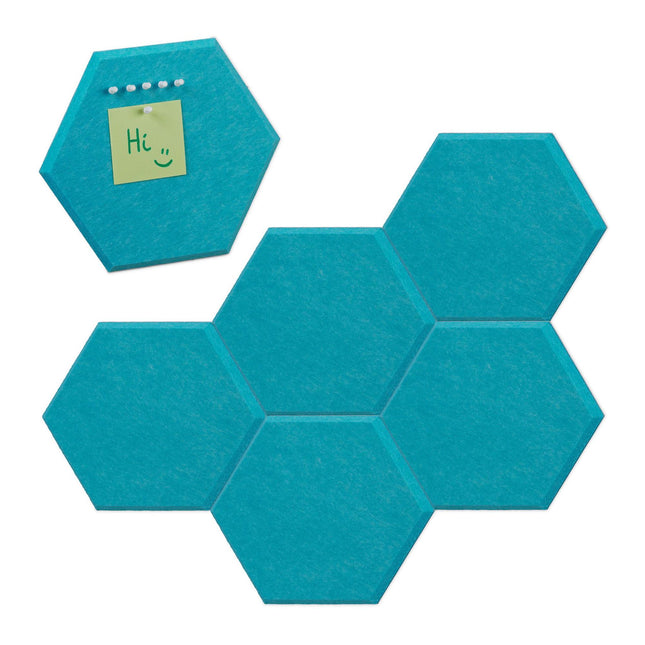 Hexagons of blue felt for pin board - 6 pcs