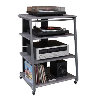 Hi-Fi-Rack mit 4 verstellbaren Fachböden und Kabelorganisator