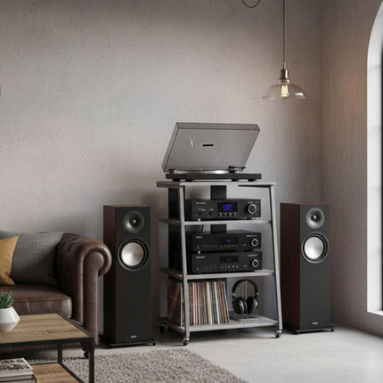 Hi-Fi-Rack mit 4 verstellbaren Fachböden und Kabelorganisator