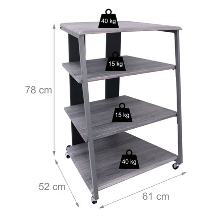 Hi-Fi-Rack mit 4 verstellbaren Fachböden und Kabelorganisator