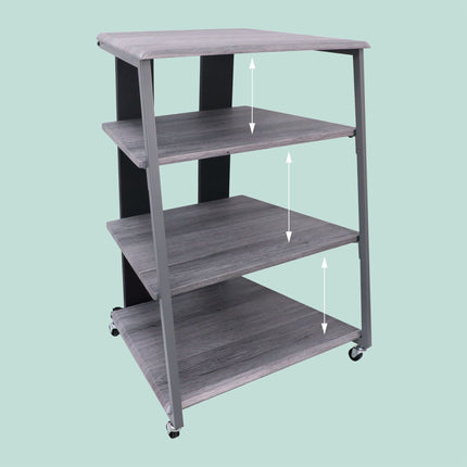 Hi-Fi-Rack mit 4 verstellbaren Fachböden und Kabelorganisator