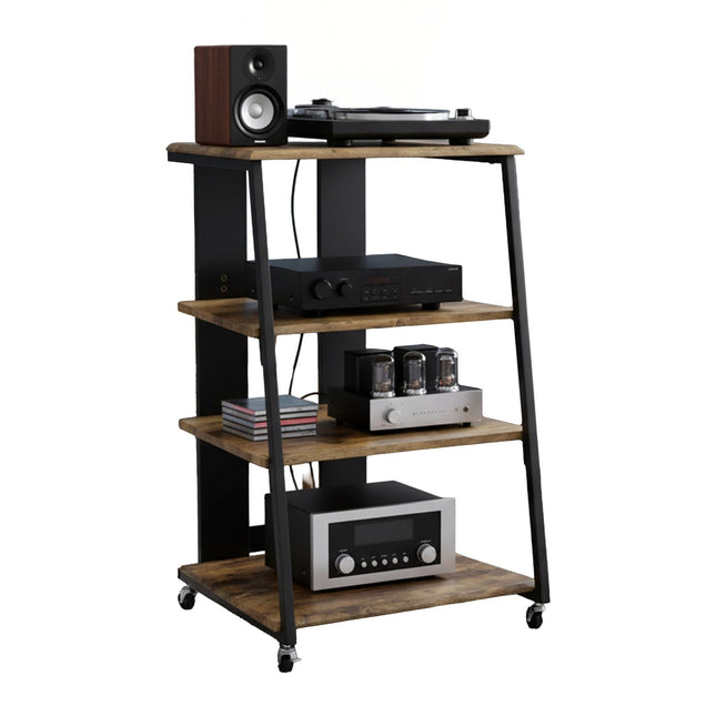 Hi-Fi-rack met 4 planken, in hoogte verstelbaar.