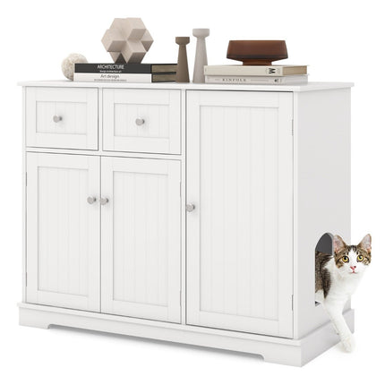 Hideaway for the cat litter box with 2 drawers & 3 doors wooden cat cabinet cat furniture