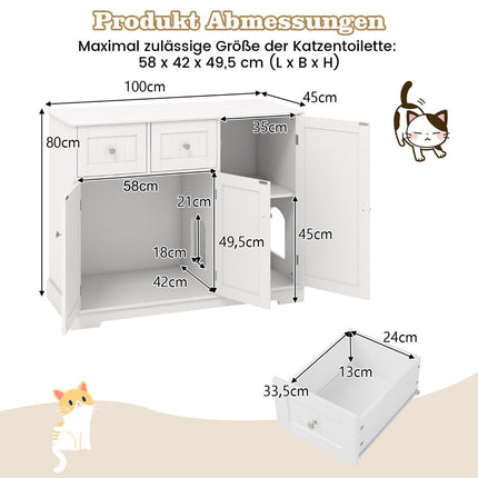 Hideaway for the cat litter box with 2 drawers & 3 doors wooden cat cabinet cat furniture