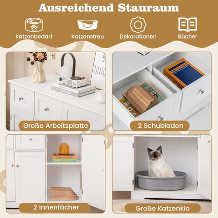 Hideaway for the cat litter box with 2 drawers & 3 doors wooden cat cabinet cat furniture