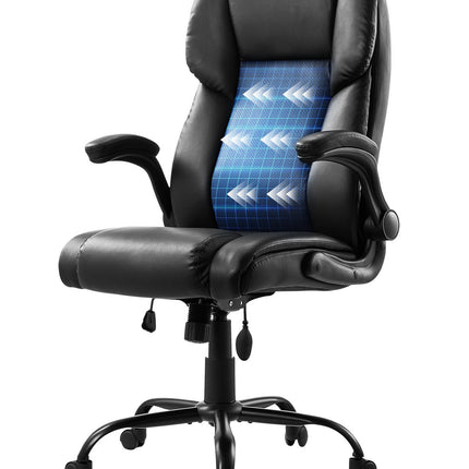 High Back Executive Office Chair – Flip-Up Arms, Lumbar